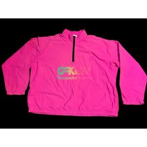 Vintage Surf Style Oakley Thermonuclear Protection Neon Hot Pink Windbreaker